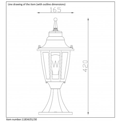 LUCIDE Outdoor light H47cm E27/60W Black, venkovní svítidlo - obrázek