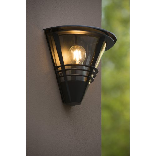 LUCIDE LIVIA Wall light IP44 E27 L27 H25cm Black, venkovní svítidlo - obrázek