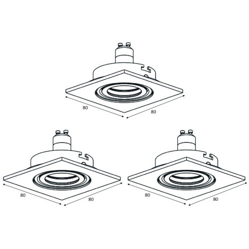 LUCIDE Spot Built-in Square LED 3xGU10/5W White, bodové svítidlo, bodovka - obrázek