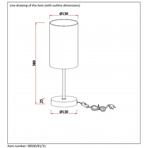 LUCIDE MODA Table Lamp 1xE27 D13 H38cm White, stolní lampa - obrázek