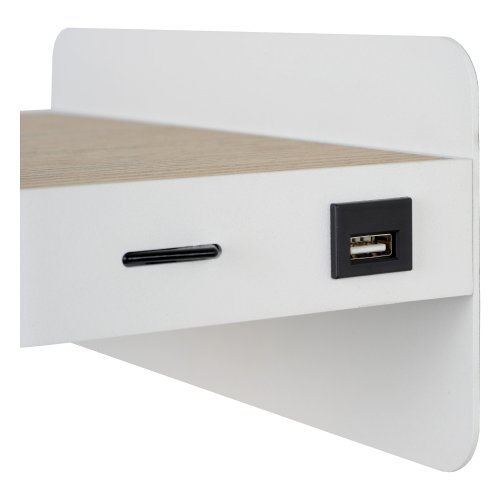 LUCIDE ATKIN Bedside Light LED 1x5W+USB port 25x14x11cm White, nástěnné svítidlo - obrázek