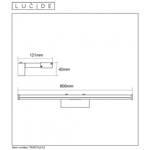 LUCIDE ONNO Mirror Light LED 12W L60cm 3000K Satin Chrome, nástěnné svítidlo - obrázek