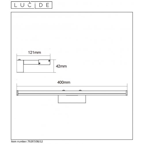 LUCIDE ONNO Mirror Light LED 8W L40cm 3000K Satin Chrome, nástěnné svítidlo - obrázek