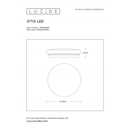 LUCIDE OTIS Ceiling Light LED 32W 38cm 2100LM Stropní svítidlo - obrázek