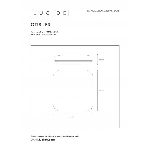 LUCIDE OTIS Ceiling Light LEd 42W 43/43cm 2700LM Stropní svítidlo - obrázek