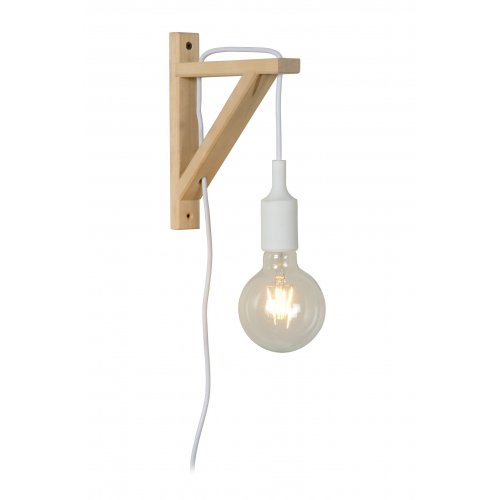 LUCIDE FIX Wall Light E27 H22cm Wood/White, nástěnné svítidlo - obrázek