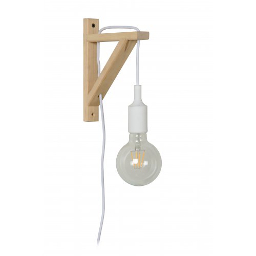 LUCIDE FIX Wall Light E27 H22cm Wood/White, nástěnné svítidlo - obrázek