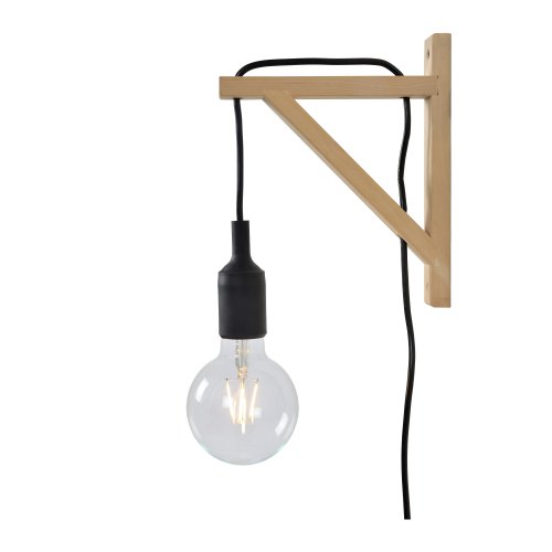 LUCIDE FIX Wall Light E27 H22cm Wood/Black, nástěnné svítidlo - obrázek