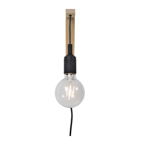 LUCIDE FIX Wall Light E27 H22cm Wood/Black, nástěnné svítidlo - obrázek