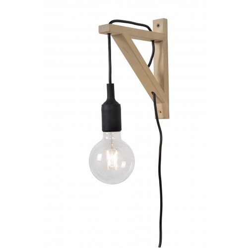 LUCIDE FIX Wall Light E27 H22cm Wood/Black, nástěnné svítidlo