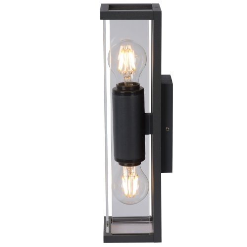 LUCIDE CLAIRE MINI Wall Light IP54 2xE27 Black, venkovní svítidlo - obrázek