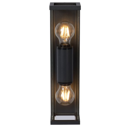 LUCIDE CLAIRE MINI Wall Light IP54 2xE27 Black, venkovní svítidlo - obrázek