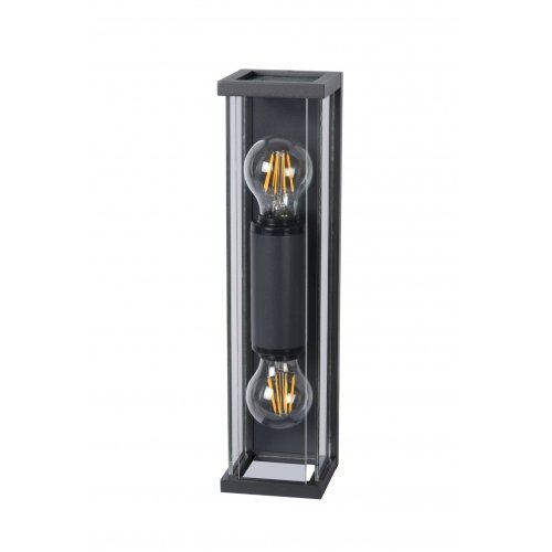 LUCIDE CLAIRE MINI Wall Light IP54 2xE27 Black, venkovní svítidlo - obrázek