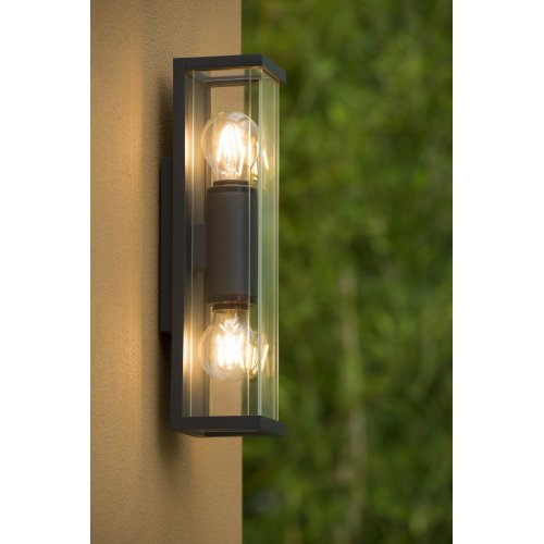 LUCIDE CLAIRE MINI Wall Light IP54 2xE27 Black, venkovní svítidlo - obrázek