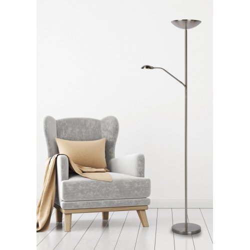 LUCIDE ZENITH LED Floorlamp LED 20W Satin Chrome, stojací lampa - obrázek