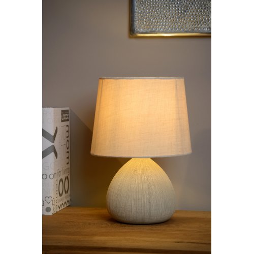 LUCIDE RAMZI Table Lamp E14 H26cm Cream, stolní lampa - obrázek