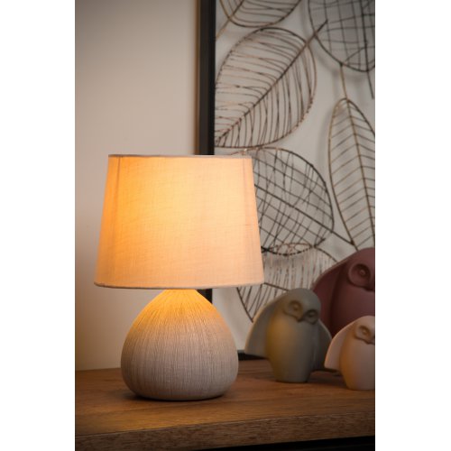 LUCIDE RAMZI Table Lamp E14 H26cm Cream, stolní lampa - obrázek