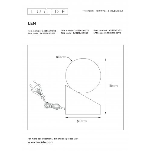 LUCIDE LEN Table Lamp G9 Light Wood, stolní lampa - obrázek