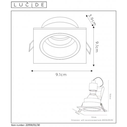 LUCIDE EMBED Downlight Square GU10 Black, bodové svítidlo, bodovka - obrázek
