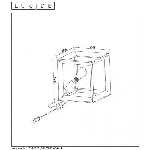 LUCIDE THOR Table Lamp E27 25x25x25cm Iron Grey, stolní lampa - obrázek