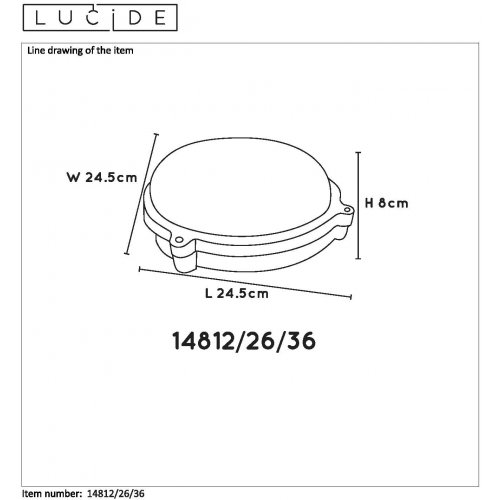 LUCIDE HUBLOT-LED + senzor pohybu 26W 3000K IP65 D24cm Grey, venkovní svítidlo