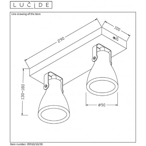 LUCIDE CONCRI-LED Spot 2xGU10/5W 3000K Black, bodové svítidlo, bodovka - obrázek