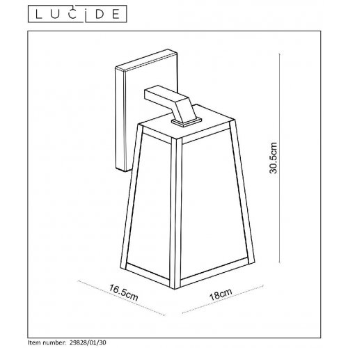 LUCIDE MATSLOT Wall Light IP23 E27 H31cm Black, nástěnné svítidlo - obrázek