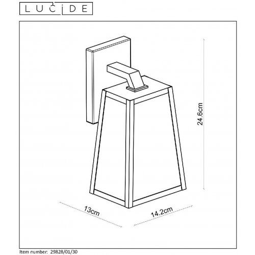 LUCIDE MATSLOT Wall Light IP23 E27 H25cm Black, nástěnné svítidlo - obrázek