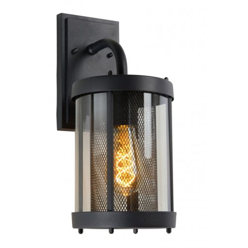 LUCIDE MAKKUM Wall Light IP23 E27 H38cm Black, nástěnné svítidlo - obrázek