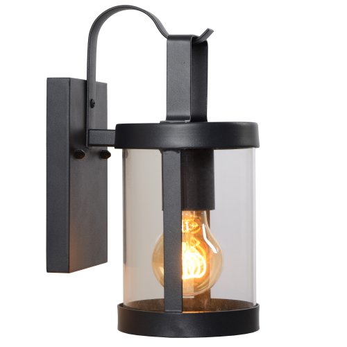 LUCIDE LINDELO Wall Light IP23 E27 H28cm Black, venkovní svítidlo - obrázek