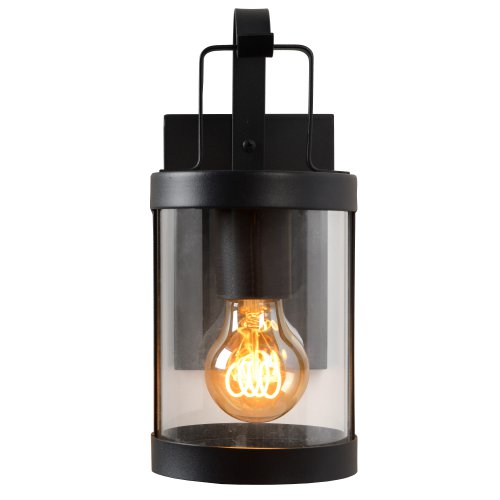 LUCIDE LINDELO Wall Light IP23 E27 H28cm Black, venkovní svítidlo - obrázek