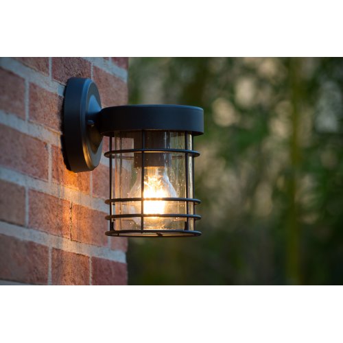 LUCIDE KEPPEL Wall Light E27 H19cm, IP23,  Black, venkovní nástěnné svítidlo - obrázek