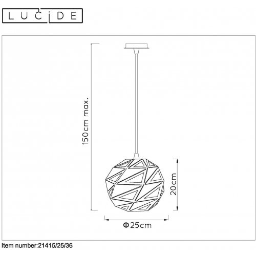 LUCIDE MALUNGA Pendant E27 25cm Grey, závěsné svítidlo, lustr - obrázek