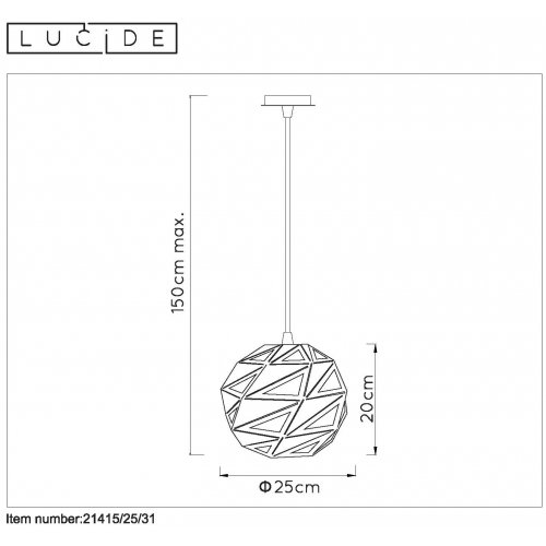 LUCIDE MALUNGA Pendant E27 25cm White, závěsné svítidlo, lustr - obrázek