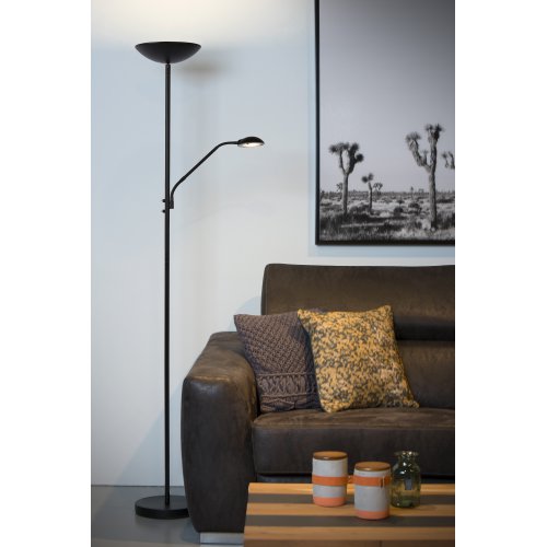 LUCIDE ZENITH LED Floor Lamp 20W + 4W Black, stojací lampa - obrázek