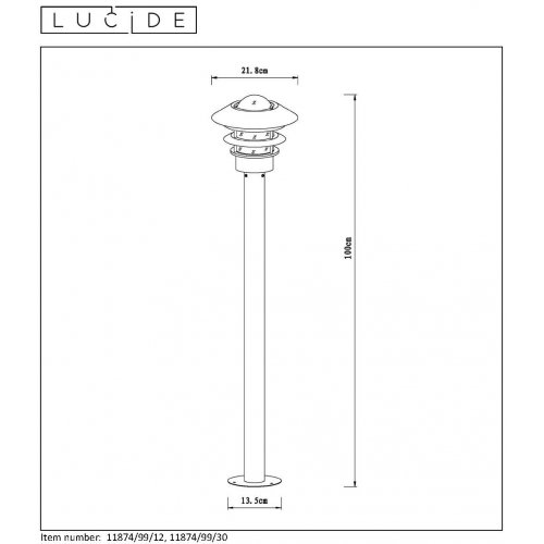 LUCIDE ZICO Lantern IP44-1xE27 H100 D21.8 Black, venkovní svítidlo - obrázek