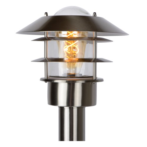 LUCIDE ZICO Lantern IP44 - 1xE27 H100 D21.8 Satin Chrome, venkovní svítidlo - obrázek