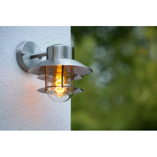 LUCIDE ZICO Wall light  IP44 - 1x E27 Satin Chrome, venkovní svítidlo - obrázek