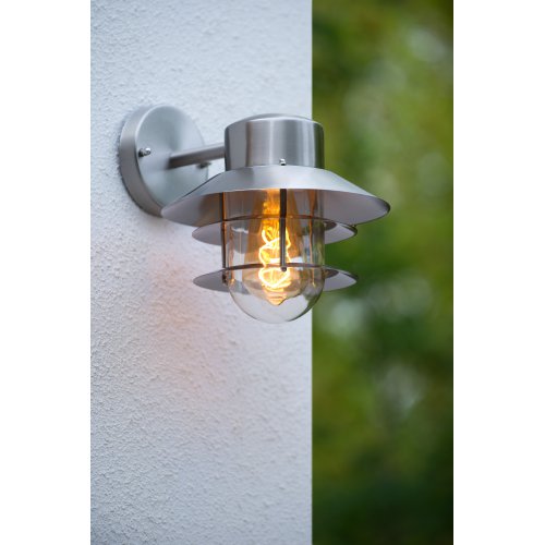 LUCIDE ZICO Wall light  IP44 - 1x E27 Satin Chrome, venkovní svítidlo - obrázek