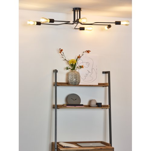 LUCIDE LESTER Ceiling Light 6xE27 100x75x20cm Black, stropní svítidlo - obrázek