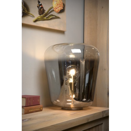 LUCIDE GLORIO Tabel lamp E 27 Ă45cm H53cm  Chrome + Smoke stolní lampa - obrázek