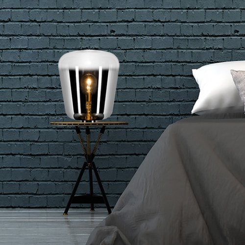 LUCIDE GLORIO Tabel lamp E 27 Ă45cm H53cm  Chrome + Smoke stolní lampa - obrázek