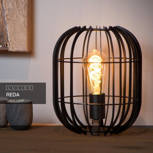 LUCIDE REDA Table Lamp E27/40W H26cm Black, stolní lampa - obrázek