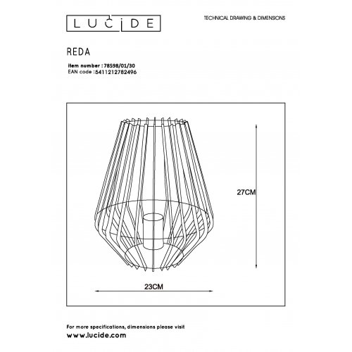 LUCIDE REDA Table Lamp E27/40W H27cm Black, stolní lampa - obrázek