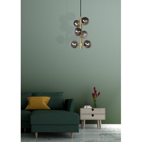 LUCIDE TYCHO Pendant 6x G9/28W Satin Brass, závěsné svítidlo, lustr - obrázek