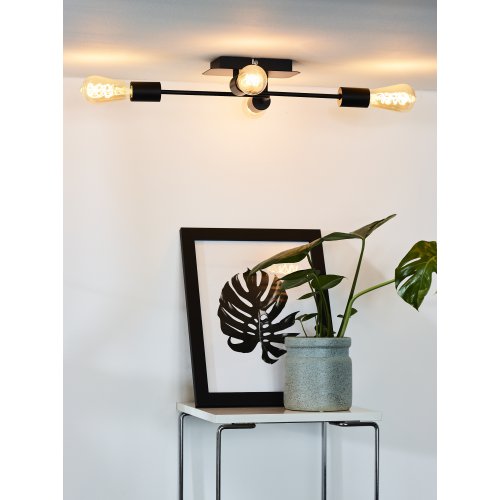 LUCIDE LESTER Ceiling light 52/38/9cm E27/60W Black, stropní svítidlo - obrázek