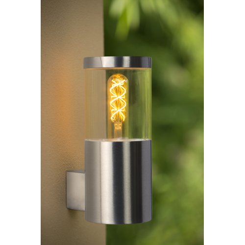 LUCIDE FEDOR Wall Light E27/40W H23cm Satin Chrome, venkovní svítidlo - obrázek