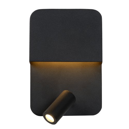 LUCIDE BOXER Wall Light LED 5W+3W+ USB Black, nástěnné svítidlo - obrázek