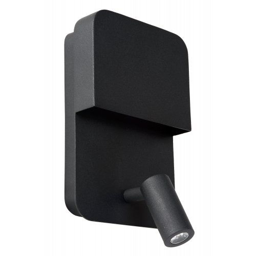 LUCIDE BOXER Wall Light LED 5W+3W+ USB Black, nástěnné svítidlo - obrázek