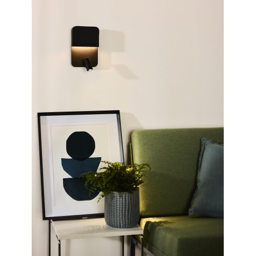 LUCIDE BOXER Wall Light LED 5W+3W+ USB Black, nástěnné svítidlo - obrázek